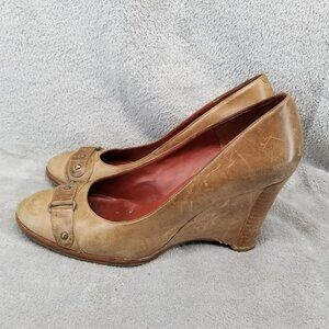 Modern Vintage Shoes Womens Size EU 39 US 8 Brown Leather Wedge Heels *Read*